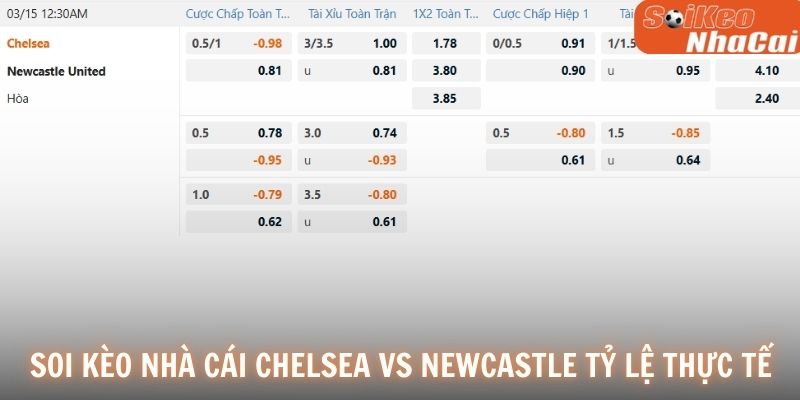 Soi kèo nhà cái Chelsea vs Newcastle tỷ lệ thực tế