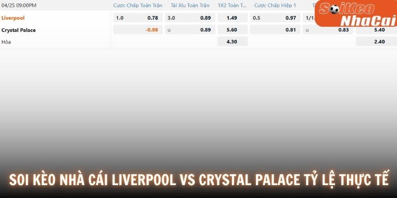 Soi kèo nhà cái Liverpool vs Crystal Palace tỷ lệ thực tế
